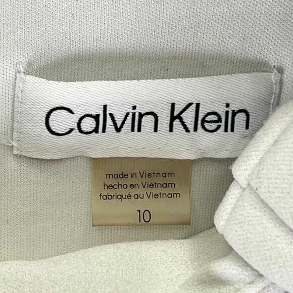 Calvin Klein Womens White Sleeveless Sheath Dress With Bow Detail Size 10 - Picture 3 of 11